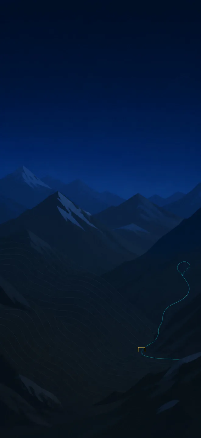 Dark alpine topographic forms create a quiet Shredline iPhone Home Screen