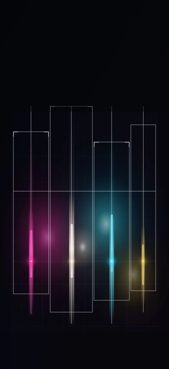 Signal Bloom iPhone Lock Screen with a restrained glow below a calm dark clock area